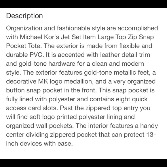 🎉 HP 🎉 Michael Kors Jet Set Large Top-zip Tote - Picture 7 of 7